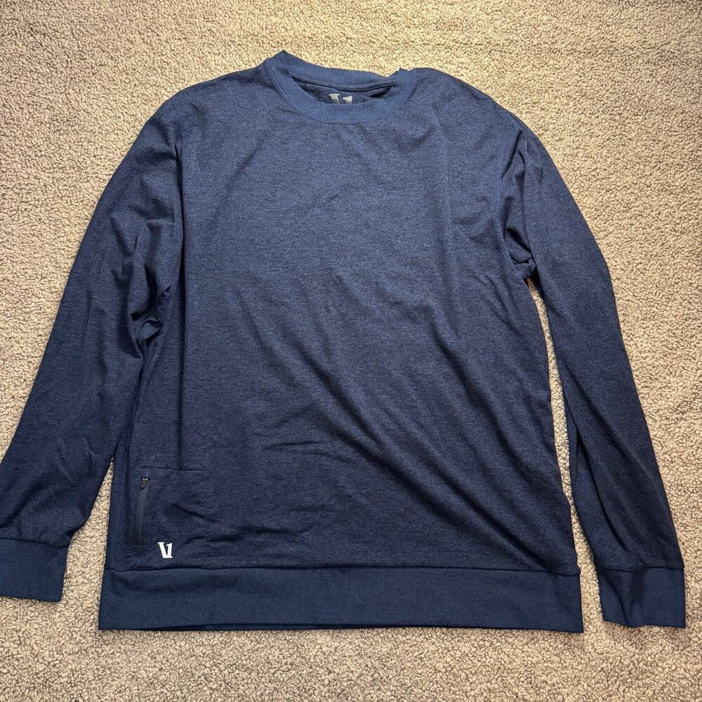 Vuori Men’s Ponto Performance Sweatshirt Navy Blue Crewneck Pullover Size XL
